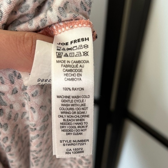 [XS] Joe Fresh 100% Rayon Ruffled Pink & White Speckled Print Flowy Maxi Dress - Picture 8 of 9